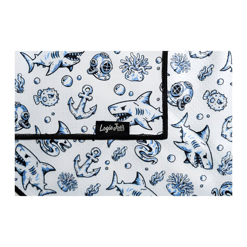 Under the Sea Golf Towel | 24” x 16” Microfiber Towel | Magnetic Clip & Carabiner | Premium Golf Accessory | Shark